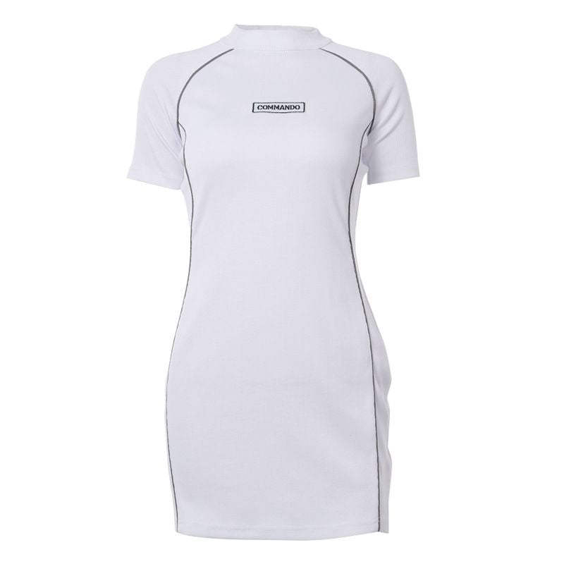 Hot Sale Women Mock Neck Short-sleeve Sporty Knitting Dress