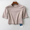 Women Fashion Basic Round Collar Short-sleeve Solid Color T-shirt