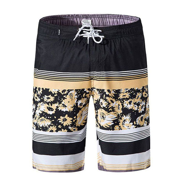 Men Striped Print Quick Drying Beach Shorts