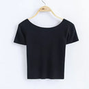 Hot Sale Women Simple Basic Solid Color Short-sleeve Crop Top
