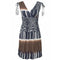 Women V Neck Sleeveless Graphic Print Defined Waist Casual Dress