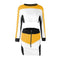 Women Casual Contrast Long-sleeve Crop Top Zipper Design Skirt Sporty Set