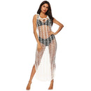 Hot Sale Women Side-slit Hollow Out See-through Crochet Cover-ups