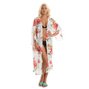 Freshing Style Women Floral Print Chiffon Sun-protective Cover-ups