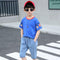 2 Pcs Junior Boys Casual Ice Cream Print Tees And Denim Shorts Set