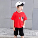 2 Pcs Youth Boys Unique Pocket Design Tops And Shorts