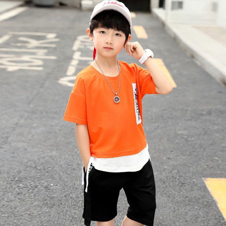 2 Pcs Youth Boys T-shirts And Elastic Waist Shorts