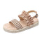 Fashion Upper Plaid Print Ruffled Design Women Fashion Sandals Shoes