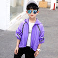 Boys Breathable Thin Zipper Design Hooded Sun Protection Clothing