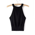Casual Summer Solid Color Sleeveless Cropped Knitting Tank Tops