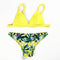 Fashion Summer Tropical Leaves Printed Two-pieces Bikinis Swimwear