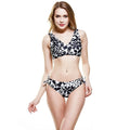 Elegant Women Contrast Flower Printed Simple Two-pieces Swimsuit