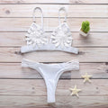 Flower Pattern Sexy See-through Mesh Design Two-pieces Bikini Swimsuit