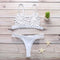 Flower Pattern Sexy See-through Mesh Design Two-pieces Bikini Swimsuit