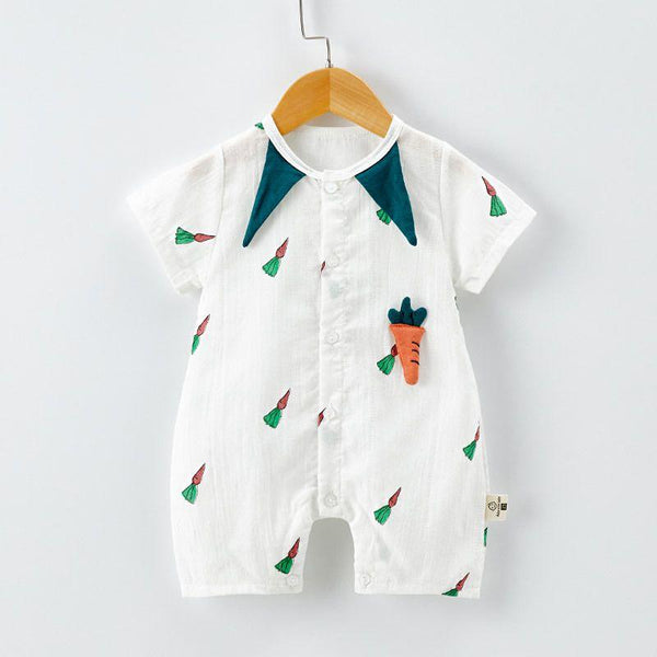 Baby Boy Cotton Casual Carrot Print Short Sleeve Romper