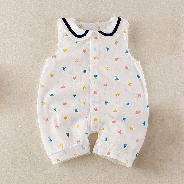 Baby Boy Peter Pan Collar Sleeveless Romper