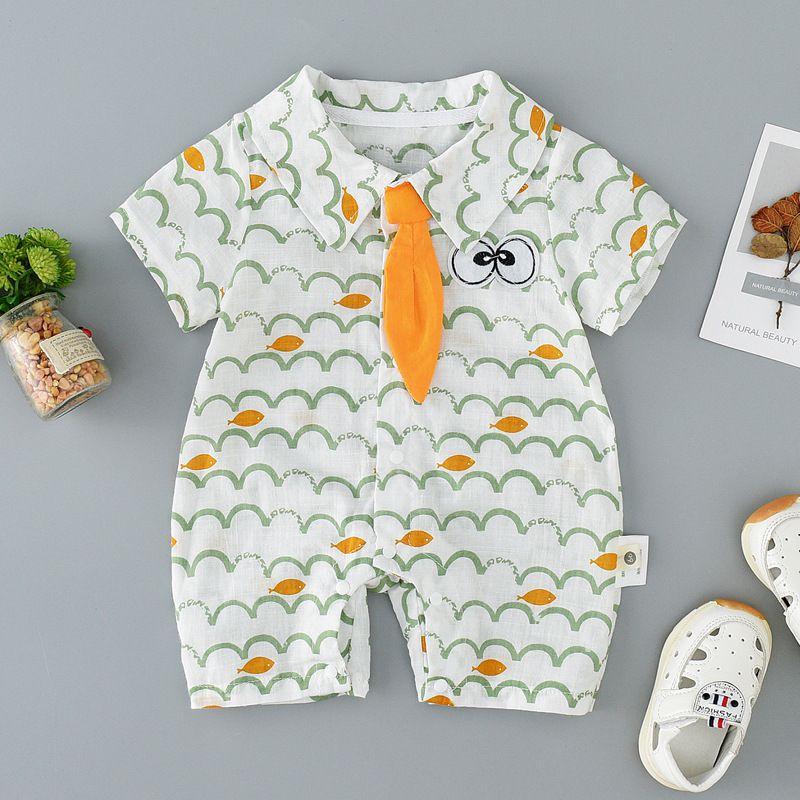 Baby Boy Cartoon Eye Print Romper