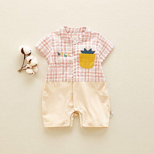 Baby Boy Cotton Pineapple Print Patchwork Romper