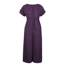 Hot Sale Short-sleeve Single-breasted Solid Color Casual Jumpsuits