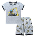 2 Pcs Boys Cartoon Excavator Print Sleepwear Suit