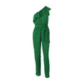 Asymmetric Ruffled One-shoulder Design Solid Color Jumpsuits