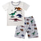 2 Pcs Boys Cartoon Dinosaur Print Tops And Shorts Sleepwear Set