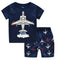 2 Pcs Boys Airplane Print Tees And Shorts Sleepwear Suit