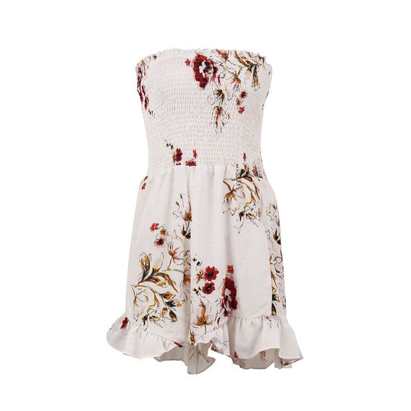 Casual Summer Floral Print Stretchy Tube Pattern Rompers