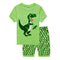 2 Pcs Boys Green Dinosaur Print Tops And Shorts Sleepwear Set