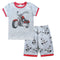 2 Pcs Boys Motorcycle Print Tops And Shorts Pajamas Suit