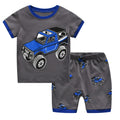 2 Pcs Boys Car Print Sleepwear Suit