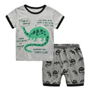 2 Pcs Boys Letters Dinosaur Print Pajamas Set