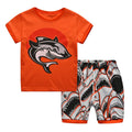 2 Pcs Boys Shark Print Pajamas Set