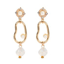 Fashion Irregular Hollow Metal Design Acrylic Beads Decor Earrings