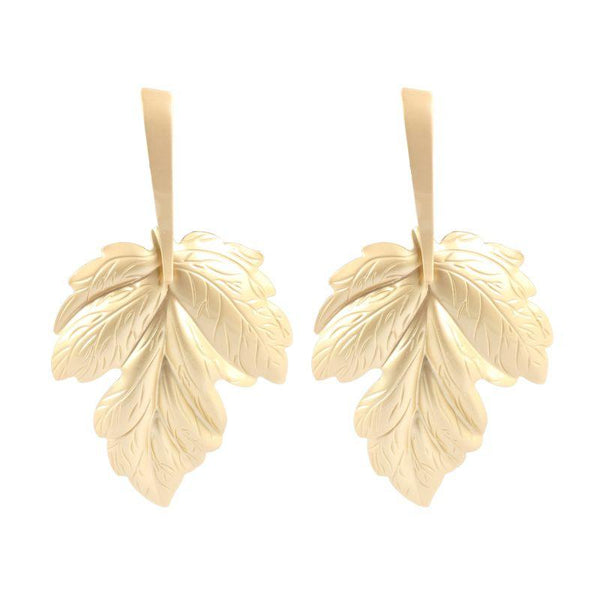 Fashion Leaf Shaped Golden Alloy Earrings