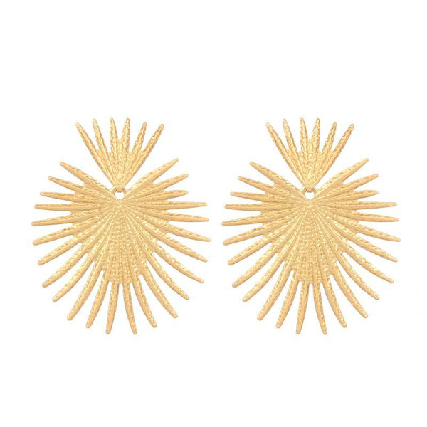 Irregular Leaf Shaped Golden Color Alloy Stud Earrings