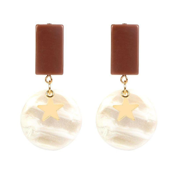 Simple Young Lady Candy Color Star Decor Acrylic Earrings