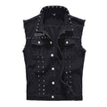 Men Cotton Slim Fit Rivet Denim Vests