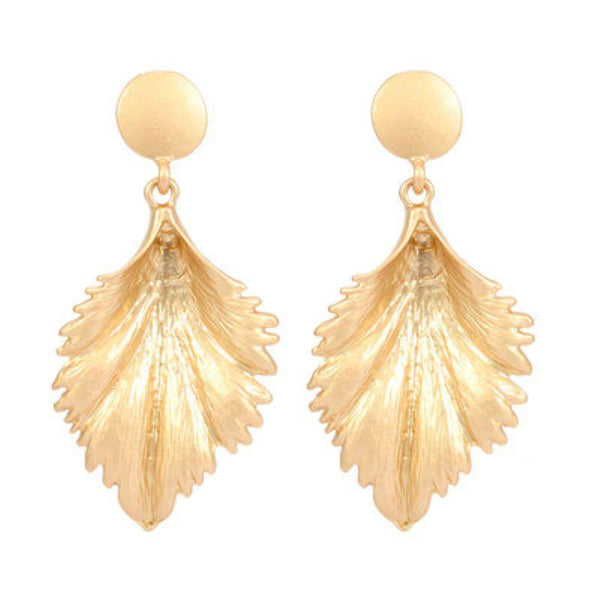 Hot Sale Women Elegant Leaf Shaped Metal Earrings