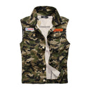 Men Camouflage Print Casual Denim Vests