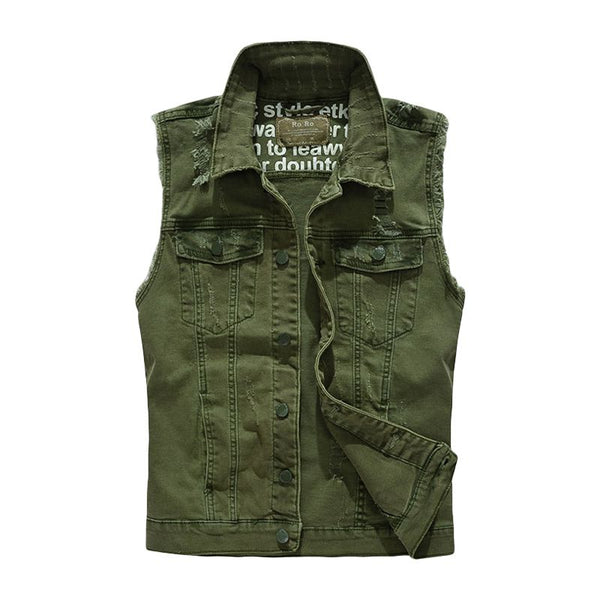 Men Cotton Personality Denim Vests