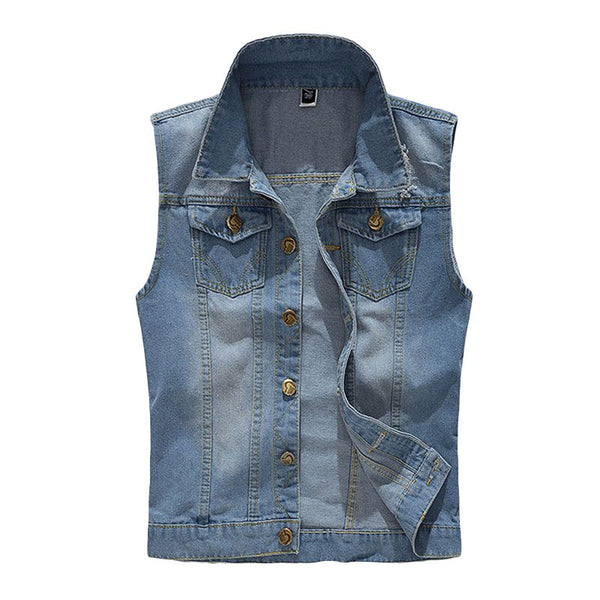 Men Simple Light Color Denim Vests