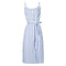 Women Casual Buttoned Design Stripes Print Spaghetti Strap Midi Dress