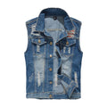 Men Casual Ripped Denim Vests