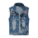 Men Casual Ripped Denim Vests