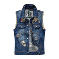 Men Unique Applique Denim Vests