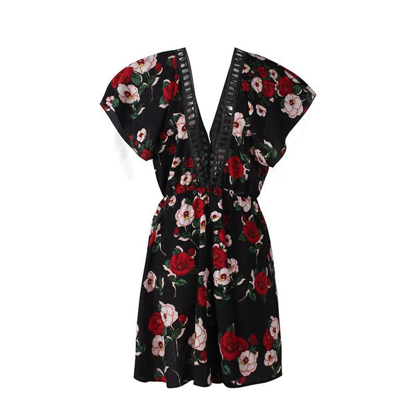 Hot Sale Floral Print Ruffled Short-sleeve Casual Dress