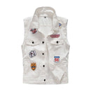 Men Cotton Personality Applique Sleeveless Jackets