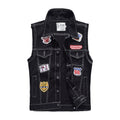 Men Applique Design Denim Vests