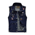 Men Applique Sleeveless Denim Vests